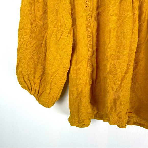 In Loom Women’s Boutique Baby Doll Style Lace Top Small Mustard Yellow Bohemian - Picture 4 of 7